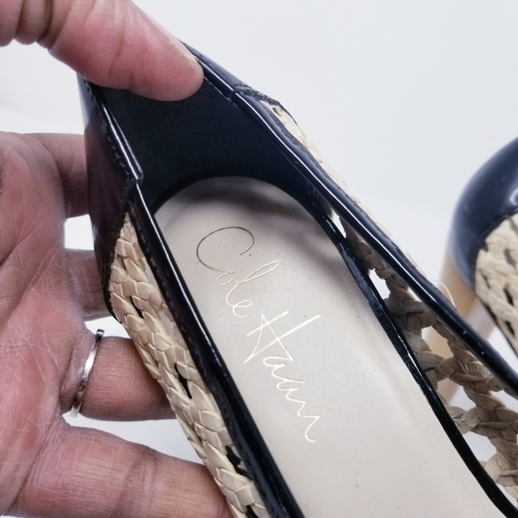 Cole Haan | Basket Weave Nike Air Black Toe Heels (Size 8B) - Picture 3 of 9